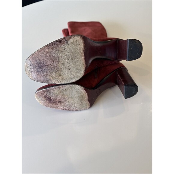 GUCCI Tom Ford Red Suede Leather Interlocking GG Logo Knee High Boot EU 36.5/6.5 - Picture 12 of 16